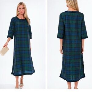 Tuckernuck | NEW Jamie Velvet Trimmed Plaid Blackwatch Midi Dress Size L